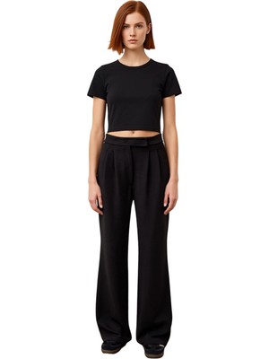 Ersefa Kadın Yüksek Bel Geniş Paça Kumaş Pantolon Fonksiyonel Dayanıklı Kaliteli Konforlu Estetik