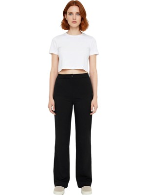 Ersefa Kadın Yüksek Bel Geniş Paça Gabardin Pantolon Fonksiyonel Dayanıklı Kaliteli Konforlu Spor