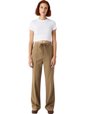 Ersefa Kadın Yüksek Bel Bağcıklı Geniş Paça Pantolon Fonksiyonel Dayanıklı Kaliteli Konforlu Spor