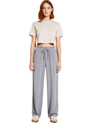 Ersefa Kadın Düz Renk Yüksek Bel Geniş Paça Pantolon Fonksiyonel Dayanıklı Kaliteli Konforlu Spor