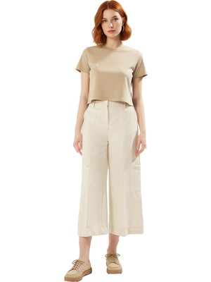 Ersefa Wide Leg Dokuma Pantolon Yüksek Bel Kadın Fonksiyonel Dayanıklı Kaliteli Konforlu Estetik Şık