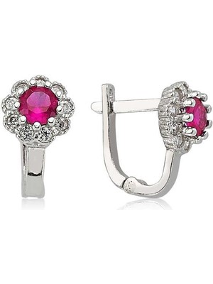 Gumush Hk Gümüş Kadın Küpe Pembe Taşlı Çiçek|Gümüş Takı Hediyelik Ürünler