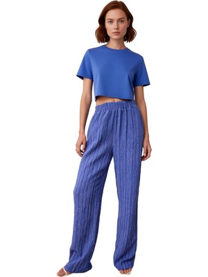 Ersefa Kadın Yüksek Bel Dokulu Flare Pantolon Fonksiyonel Dayanıklı Kaliteli Konforlu Estetik Şık