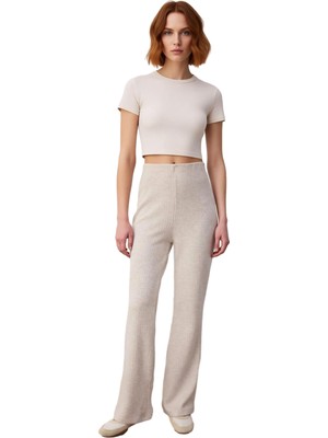 Ersefa Kadın Yüksek Bel Straight Kesim Selanik Örme Pantolon Fonksiyonel Dayanıklı Kaliteli Rahat