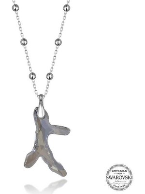 Gumush Hk Gümüş Kadın Kolye Kristal Taşlı Top Zincir Mercan |Gümüş Takı Hediyelik Ürünler