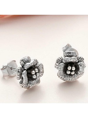 Gumush Hk Gümüş Kadın Küpe Çivili Gül |Gümüş Takı Hediyelik Ürünler