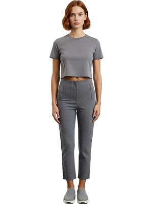 Ersefa Kadın Yüksek Bel Dar Paça Dokuma Kumaş Pantolon Fonksiyonel Dayanıklı Kaliteli Konforlu Şık