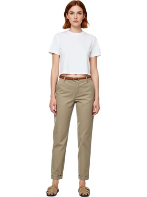Ersefa Kadın Haki Gabardin Cigarette Pantolon Fonksiyonel Dayanıklı Kaliteli Konforlu Estetik Şık
