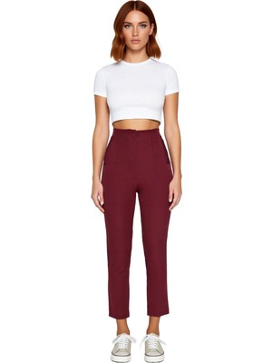 Ersefa Kadın Yüksek Bel Dar Paça Dokuma Kumaş Pantolon Fonksiyonel Dayanıklı Kaliteli Konforlu Şık