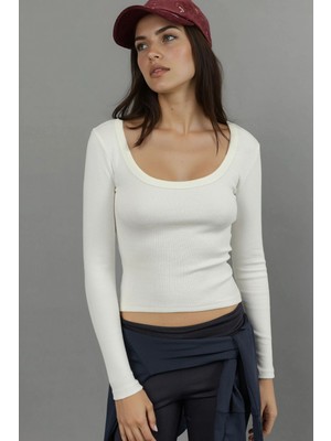 Hiccup Kadın Basics Pamuk Karışımlı Tişört Fildişi Doğal