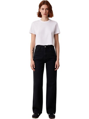 Ersefa Kadın Wide Leg Yüksek Bel Jean Pantolon Fonksiyonel Dayanıklı Kaliteli Konforlu Estetik Şık