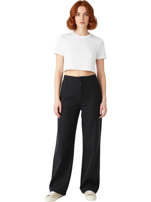 Ersefa Kadın Yüksek Bel Geniş Paça Pamuklu Pantolon Fonksiyonel Dayanıklı Kaliteli Konforlu Rahat