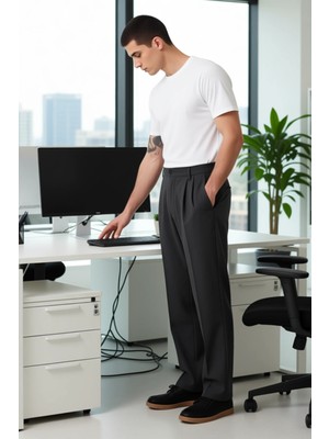 FRM Erkek Casual Baggy Fit Pileli Kumaş Pantolon Fonksiyonel Dayanıklı Kaliteli Konforlu Rahat