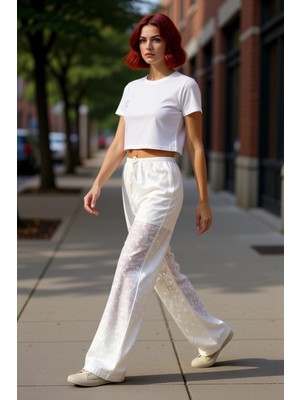 PayBuy Kadin Brode Dokuma Genis Paça Pantolon Fonksiyonel Dayanıklı Kaliteli Konforlu Estetik Şık