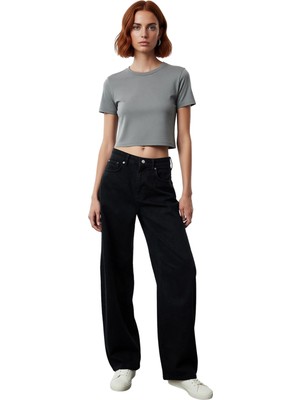 Ersefa Kadın Barrel Kesim Yüksek Bel Kot Pantolon Fonksiyonel Dayanıklı Kaliteli Konforlu Estetik