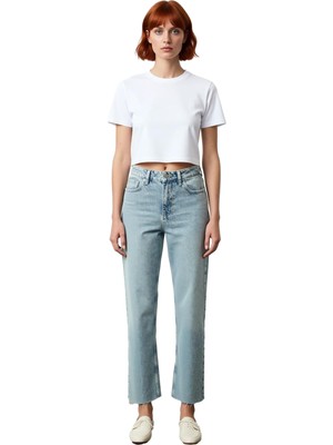 Ersefa Açık Düz Kesim Yüksek Bel Kadın Jean Paçası Açık Fonksiyonel Dayanıklı Kaliteli Konforlu Şık