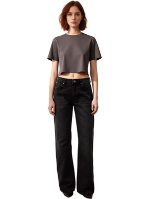 Ersefa Kadın Düşük Bel Bol Paça Jean Pantolon Fonksiyonel Dayanıklı Kaliteli Konforlu Estetik Şık