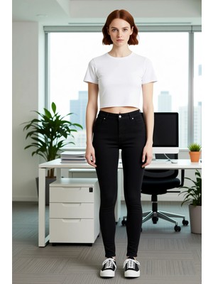 FRM Kadın Dar Kesim Yüksek Bel Denim Pantolon Fonksiyonel Dayanıklı Kaliteli Konforlu Estetik Şık