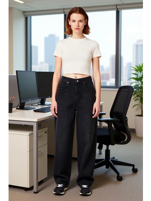 FRM Kadın Açık Bol Kesim Denim Pantolon Fonksiyonel Dayanıklı Kaliteli Konforlu Estetik Modern