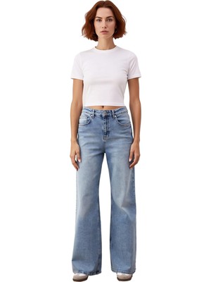 Ersefa Kadın Wide Leg Esnek Denim Pantolon Fonksiyonel Dayanıklı Kaliteli Konforlu Estetik Modern