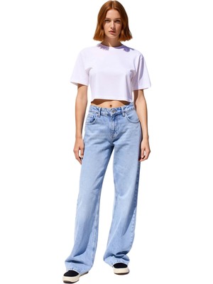 Ersefa Kadın Düşük Bel Wide Leg Jean Pantolon Fonksiyonel Dayanıklı Kaliteli Konforlu Estetik Şık