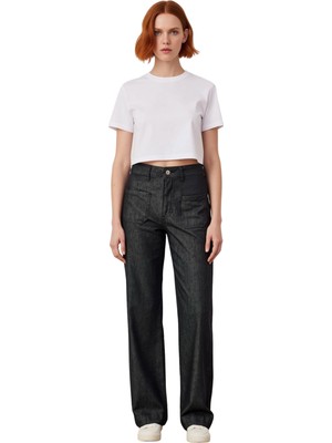 Ersefa Kadın Wide Leg Kot Pantolon Yüksek Bel Fonksiyonel Dayanıklı Kaliteli Konforlu Estetik Şık