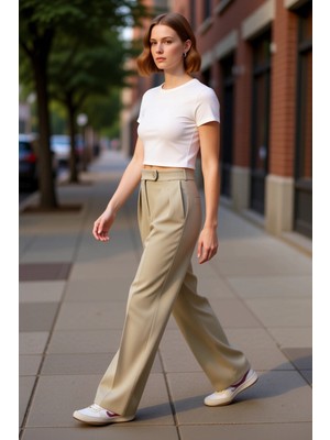 PayBuy Kadın Geniş Paça Dokuma Kumaş Pantolon Fonksiyonel Dayanıklı Kaliteli Konforlu Estetik Şık