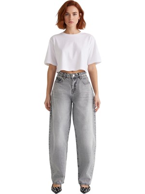 Ersefa Kadın Baggy Fit Yüksek Bel Kot Pantolon Fonksiyonel Dayanıklı Kaliteli Konforlu Estetik Şık