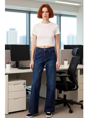 FRM Kadın Comfort Fit Wide Leg Jean Fonksiyonel Dayanıklı Kaliteli Konforlu Estetik Premium Şık