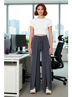 FRM Kadın Cool & Comfort Yırtmaçlı Wide Leg Pantolon Fonksiyonel Dayanıklı Kaliteli Konforlu Şık