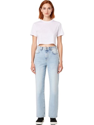 Ersefa Kadın Wide Leg Denim Pantolon Yüksek Bel Fonksiyonel Dayanıklı Kaliteli Konforlu Estetik Şık