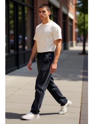 PayBuy Erkek Bol Kesim Kordonlu Denim Pantolon Fonksiyonel Dayanıklı Kaliteli Konforlu Estetik Şık