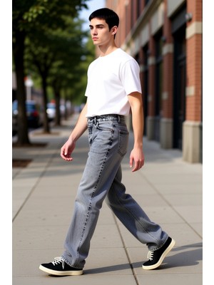 PayBuy Erkek Bol Kesim Denim Pantolon Normal Bel Fonksiyonel Dayanıklı Kaliteli Konforlu Estetik Şık