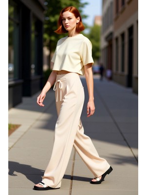 PayBuy Kadın Geniş Paça Pilili Örme Pantolon Fonksiyonel Dayanıklı Kaliteli Konforlu Estetik Spor