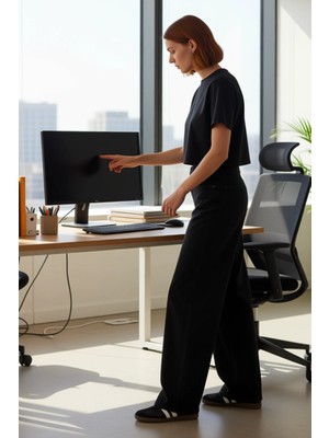 FRM Kadın Yüksek Bel Geniş Bacak Denim Pantolon Fonksiyonel Dayanıklı Kaliteli Konforlu Modern