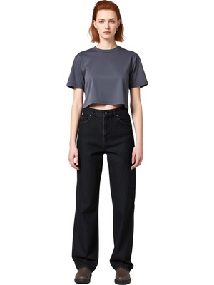 Ersefa Kadın Yüksek Bel Straight Fit Jean Pantolon Fonksiyonel Dayanıklı Kaliteli Konforlu Modern