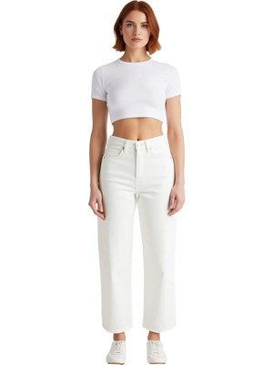 Ersefa Kadın Dikiş Detaylı Yüksek Bel Barrel Kesim Jean Fonksiyonel Dayanıklı Kaliteli Konforlu Şık