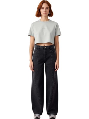 Ersefa Kadın Wide Leg Dikiş Detaylı Jean Pantolon Fonksiyonel Dayanıklı Kaliteli Konforlu Estetik