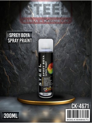 Steel 200 ml Beyaz Sprey Boya