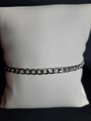 Mryart Gümüş Renk Unisex Çelik Kalın Örme Zincir Çelik Bileklik