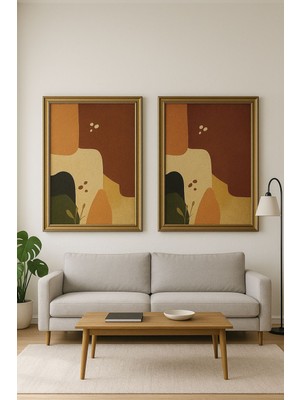 Soyut Minimalist Ikili Set – Modern Dekoratif Duvar Tablosu (Çerçeveli)
