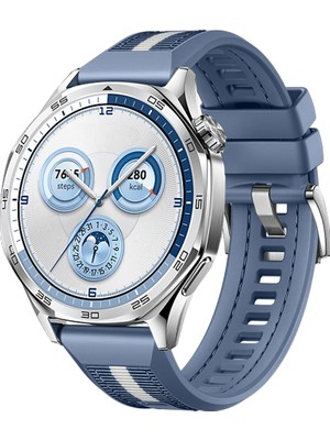 Sneezy Huawei Watch Gt5 46MM Ile Uyumlu Sportstripe Örgü Desen Metal Tokalı Silikon Akıllı Saat Kordonu