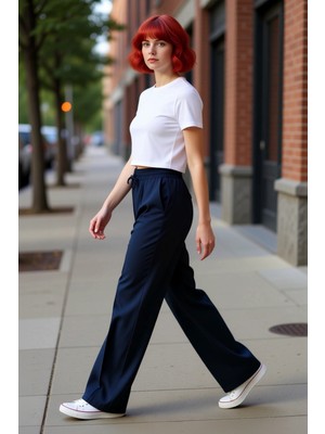 PayBuy Kadın Geniş Paça Dokuma Pantolon Fonksiyonel Dayanıklı Kaliteli Konforlu Estetik Premium Şık