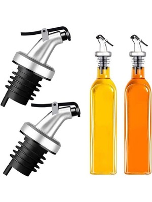 Raakmadezanmir 4 Adet Yağdanlık Ucu 4'lü Akıtmaz Kapaklı Şişe Ucu Tıpa Silikon Yağ Aparatı Mutfak Aksesuar