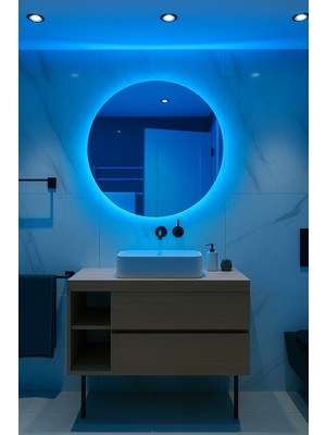 Digital Hayat Yuvarlak Işıklı Banyo Ayna (50-80CM)