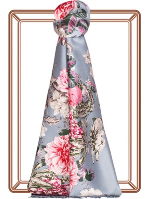 İpekevi Şakayık Bahçesi Desenli Ipek Şal