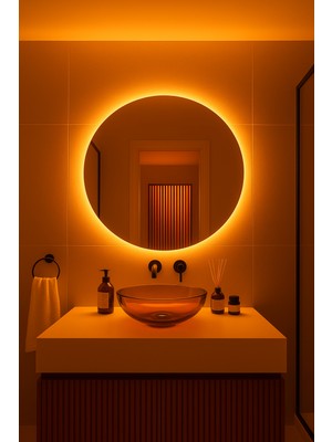 Digital Hayat Yuvarlak Işıklı Banyo Ayna (50-80CM)