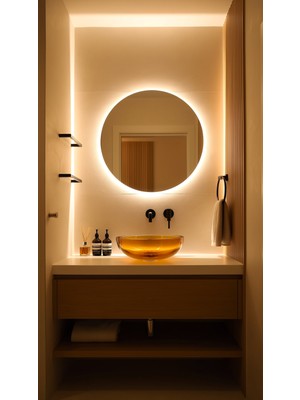 Digital Hayat Yuvarlak Işıklı Banyo Ayna (50-80CM)