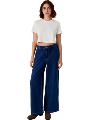 Ersefa Kadın Wide Leg Denim Pantolon Fonksiyonel Dayanıklı Kaliteli Konforlu Estetik Premium Spor