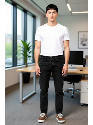 FRM Erkek Düz Boyfriend Kot Pantolon %100 Pamuk Fonksiyonel Dayanıklı Kaliteli Konforlu Modern